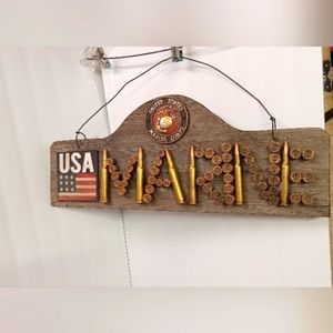 USA Marine Corps Wooden Wall Plaque with Gun Shells  Bullets Designings" x9.5h
